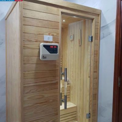 Phòng xông hơi khô gia đình cho 2 người gỗ thông Mỹ không mắt 1400*1200*2100mm